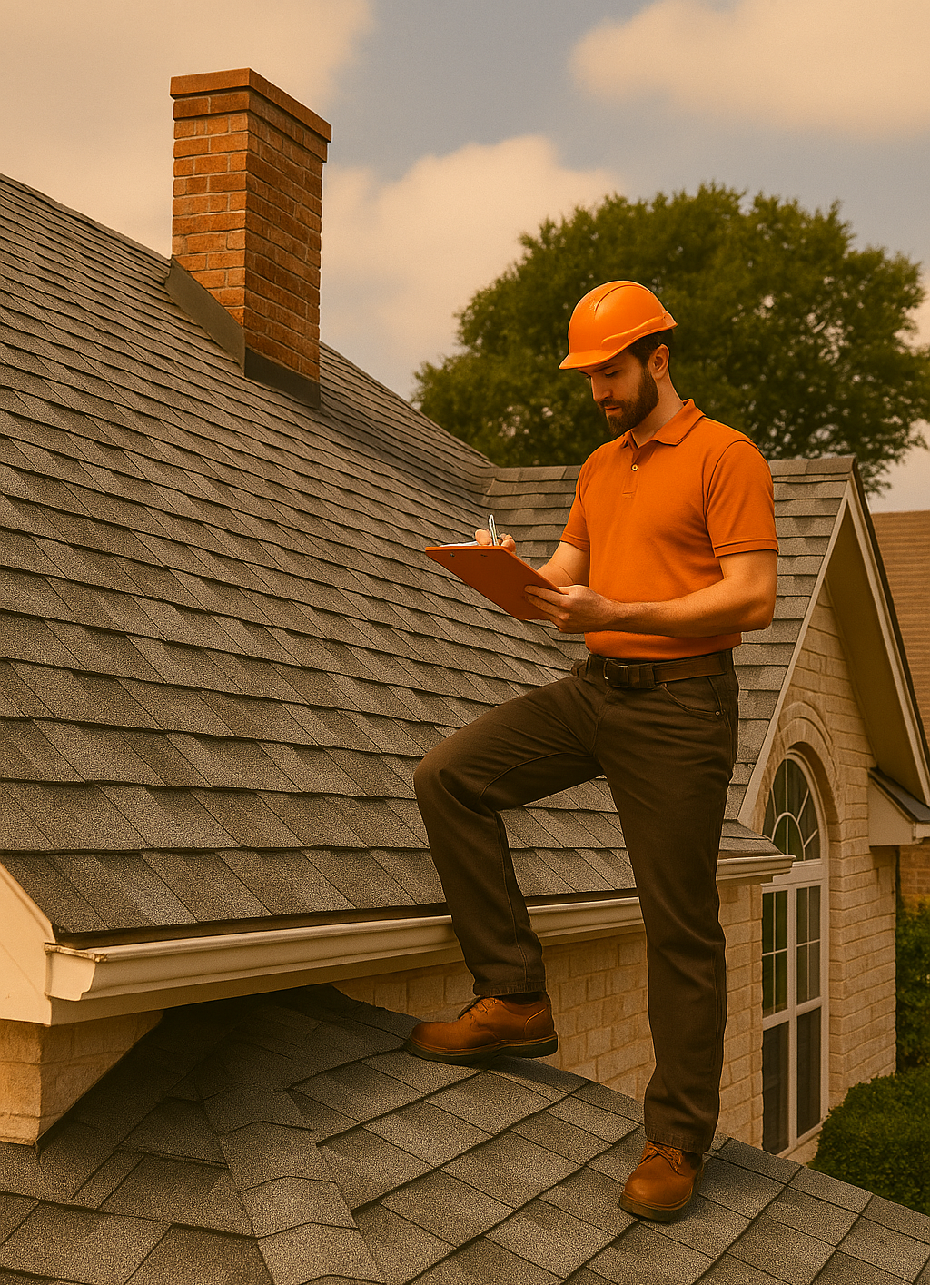 Inspector reviewing roof condition